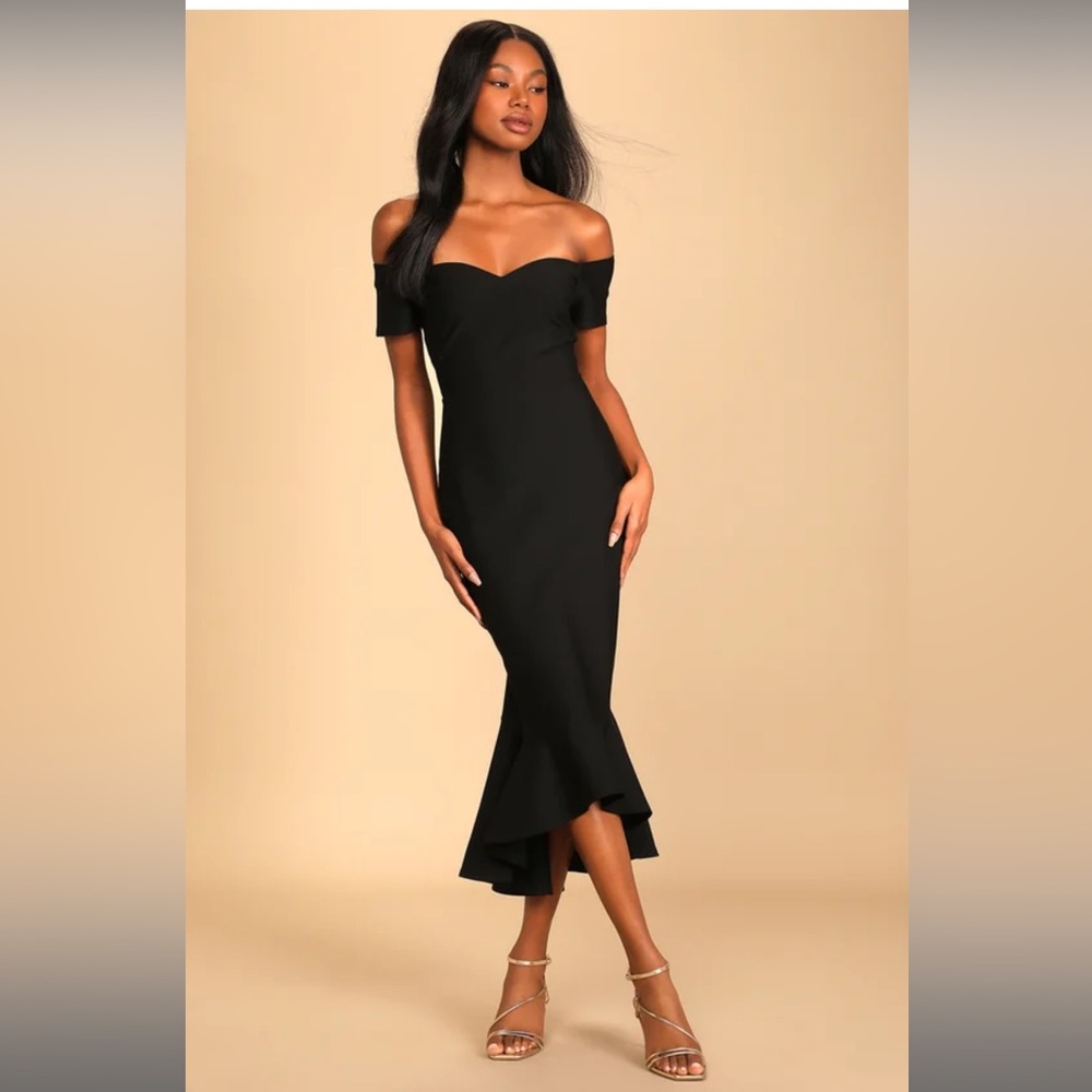 Lulu’s Black Off-the-Shoulder Midi Dress